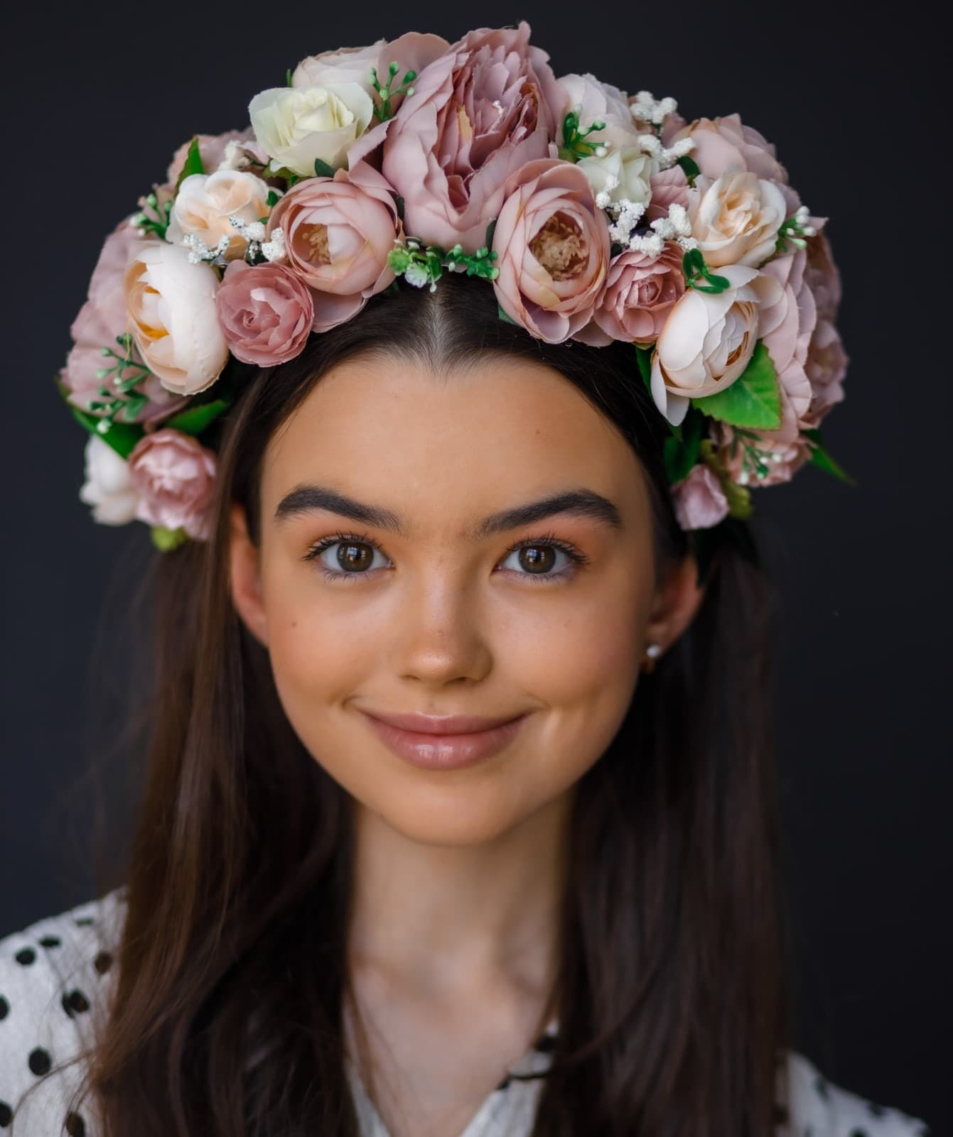 Обруч "Квіткова магія" бежевий