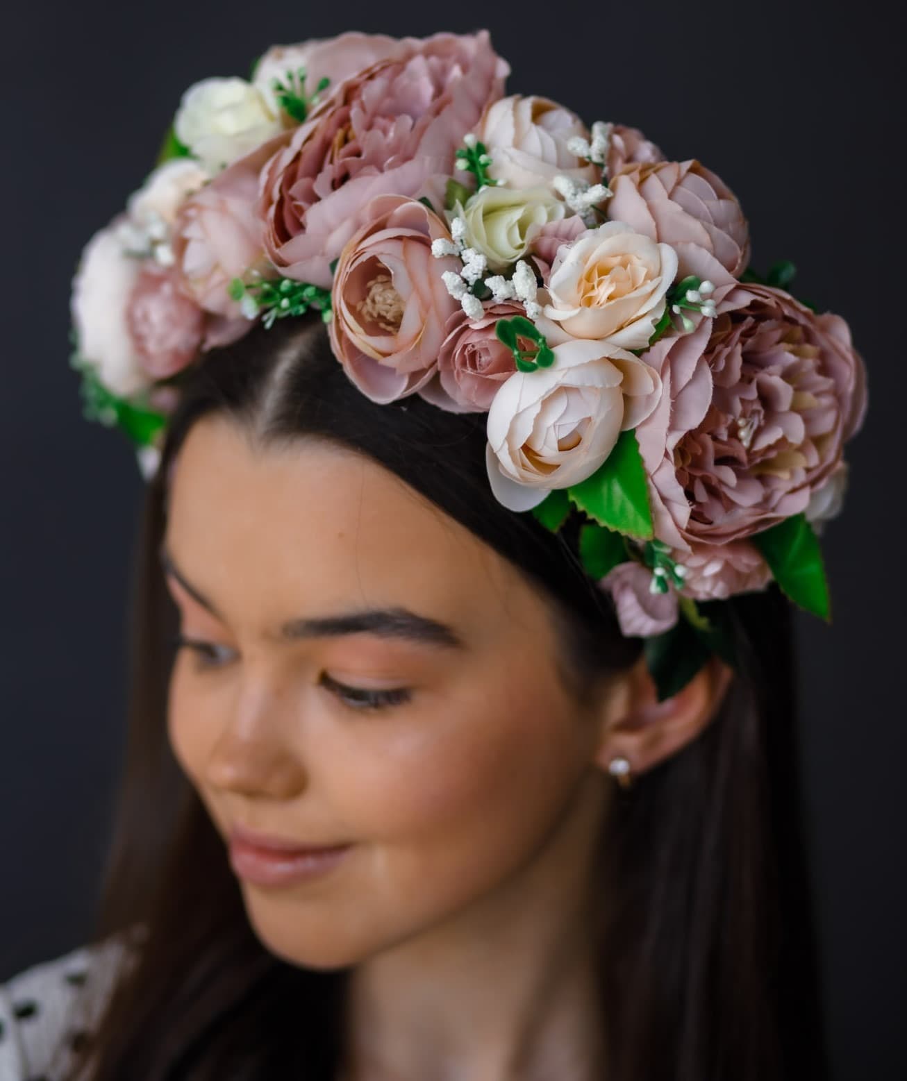 Обруч "Квіткова магія" бежевий