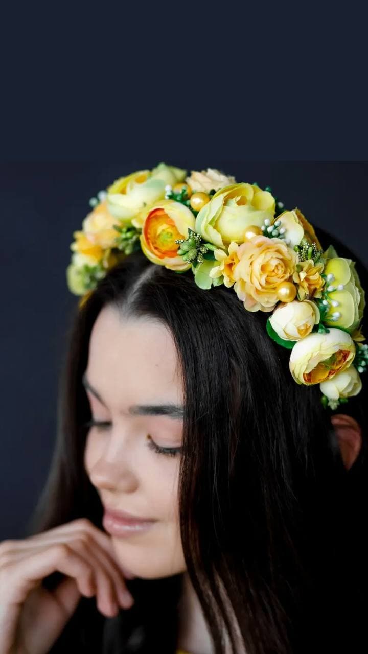 Обруч "Квітуча півонія" жовтий