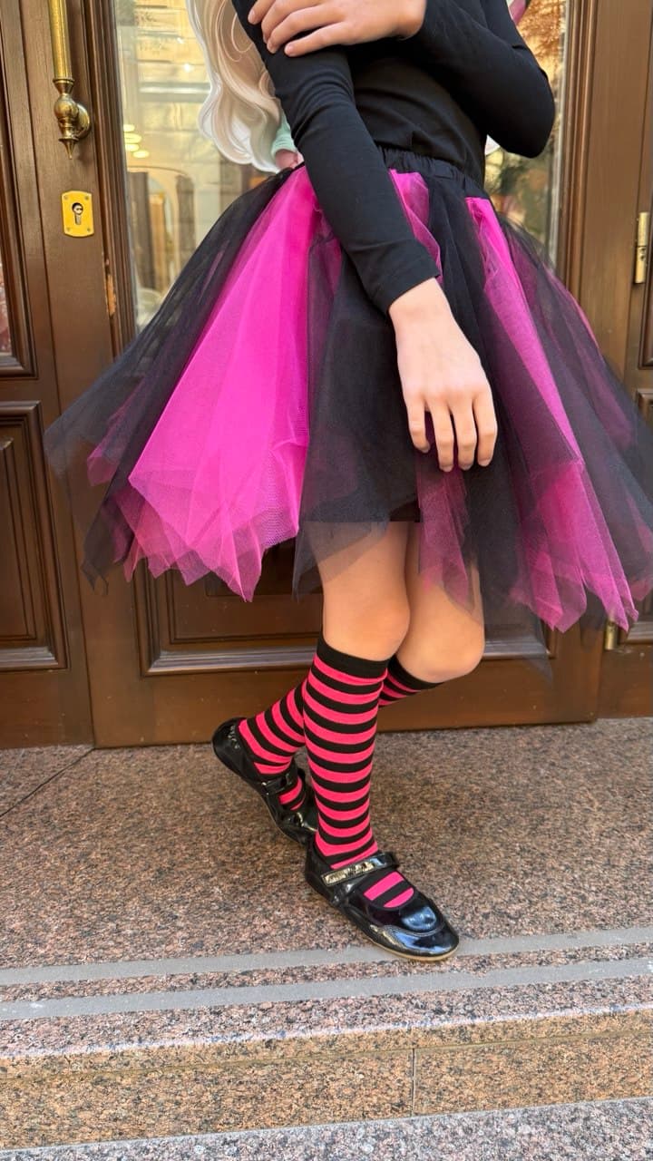 Гетри в малиново-чорну смужку