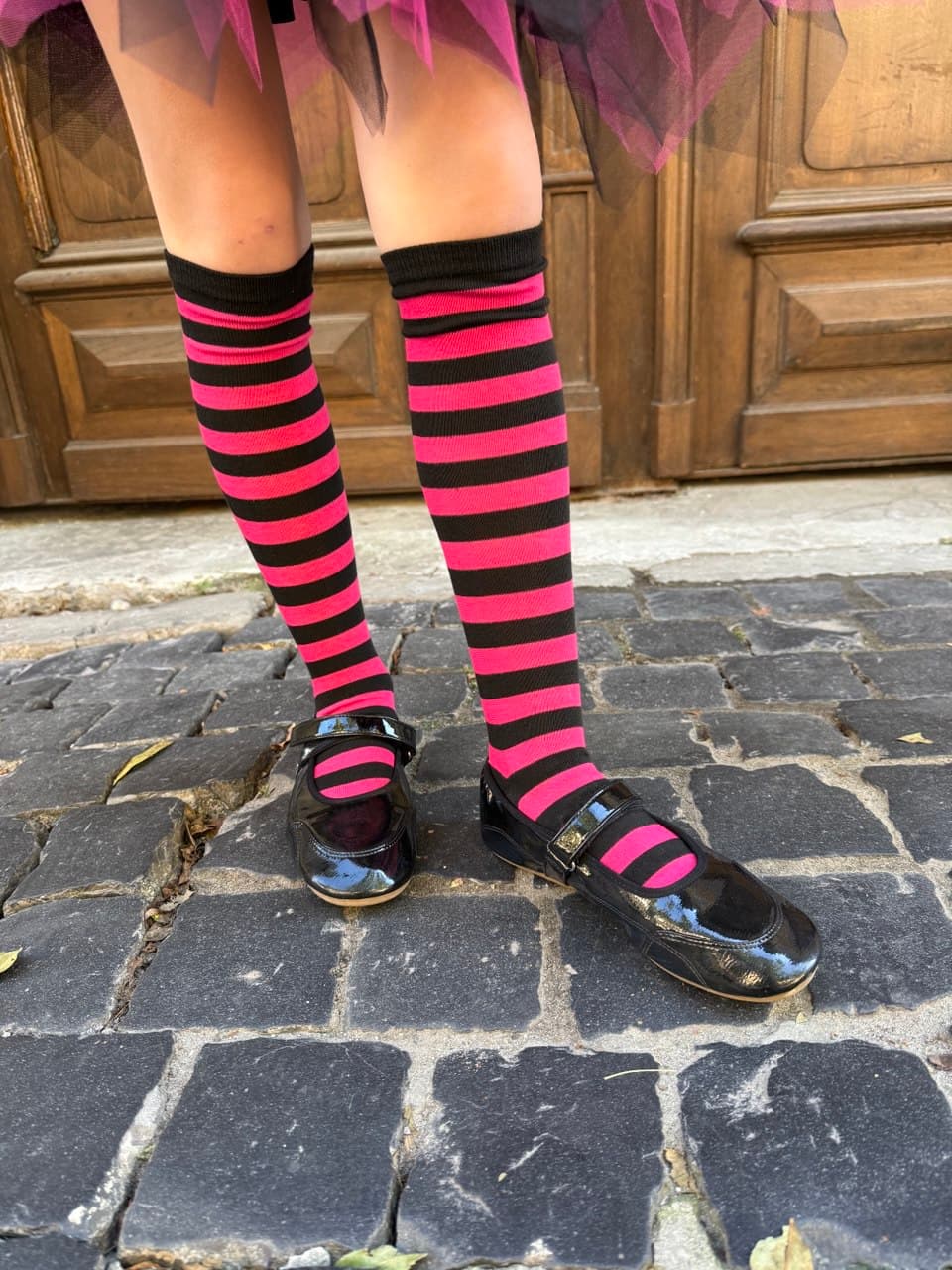 Гетри в малиново-чорну смужку