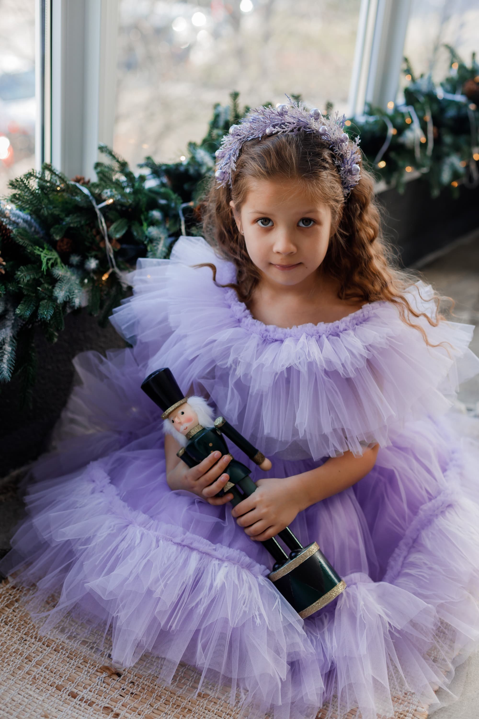 Обруч з гілочками лаванда