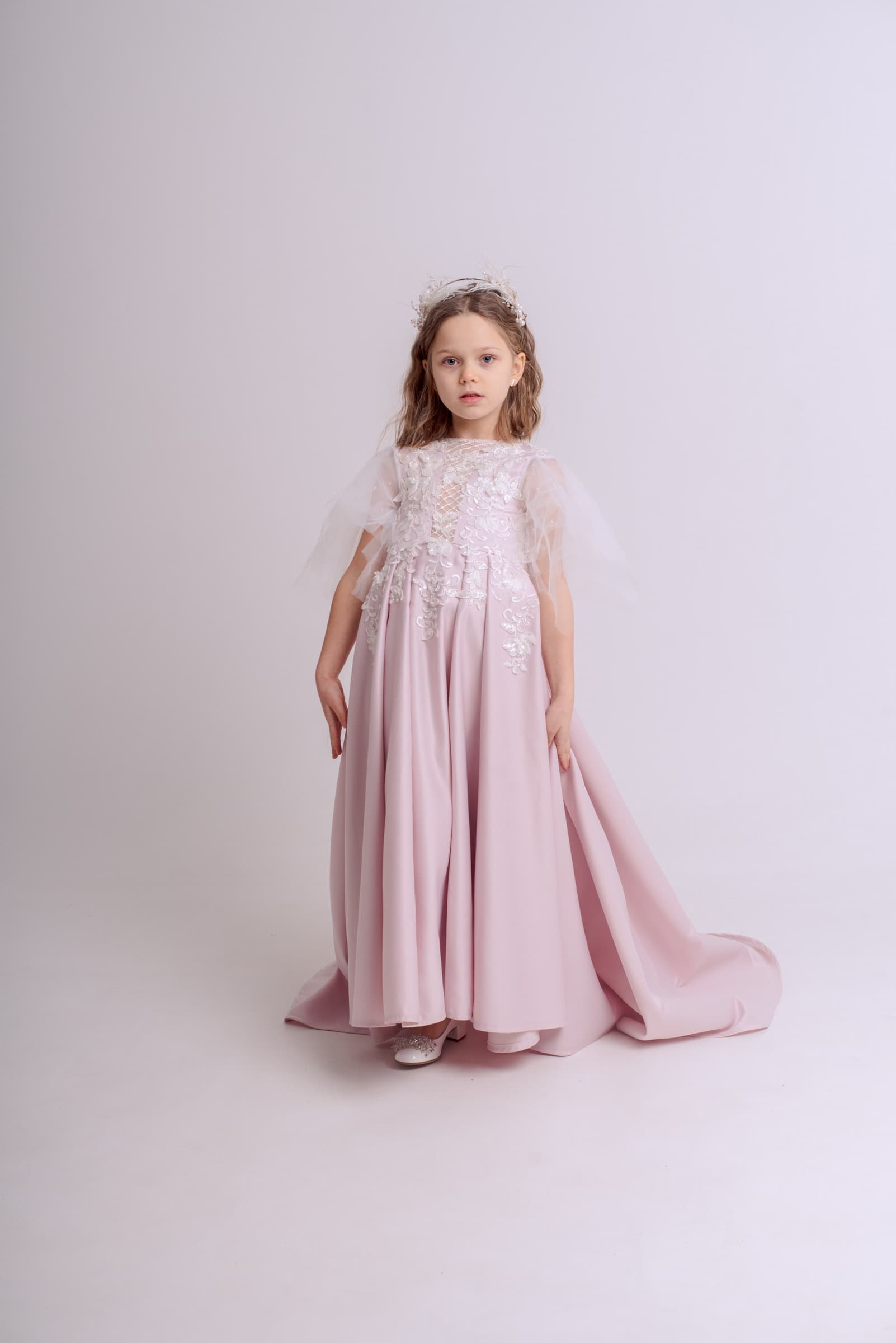 Сукня "Гвенна" колір пудра ОРЕНДА 7-8 років