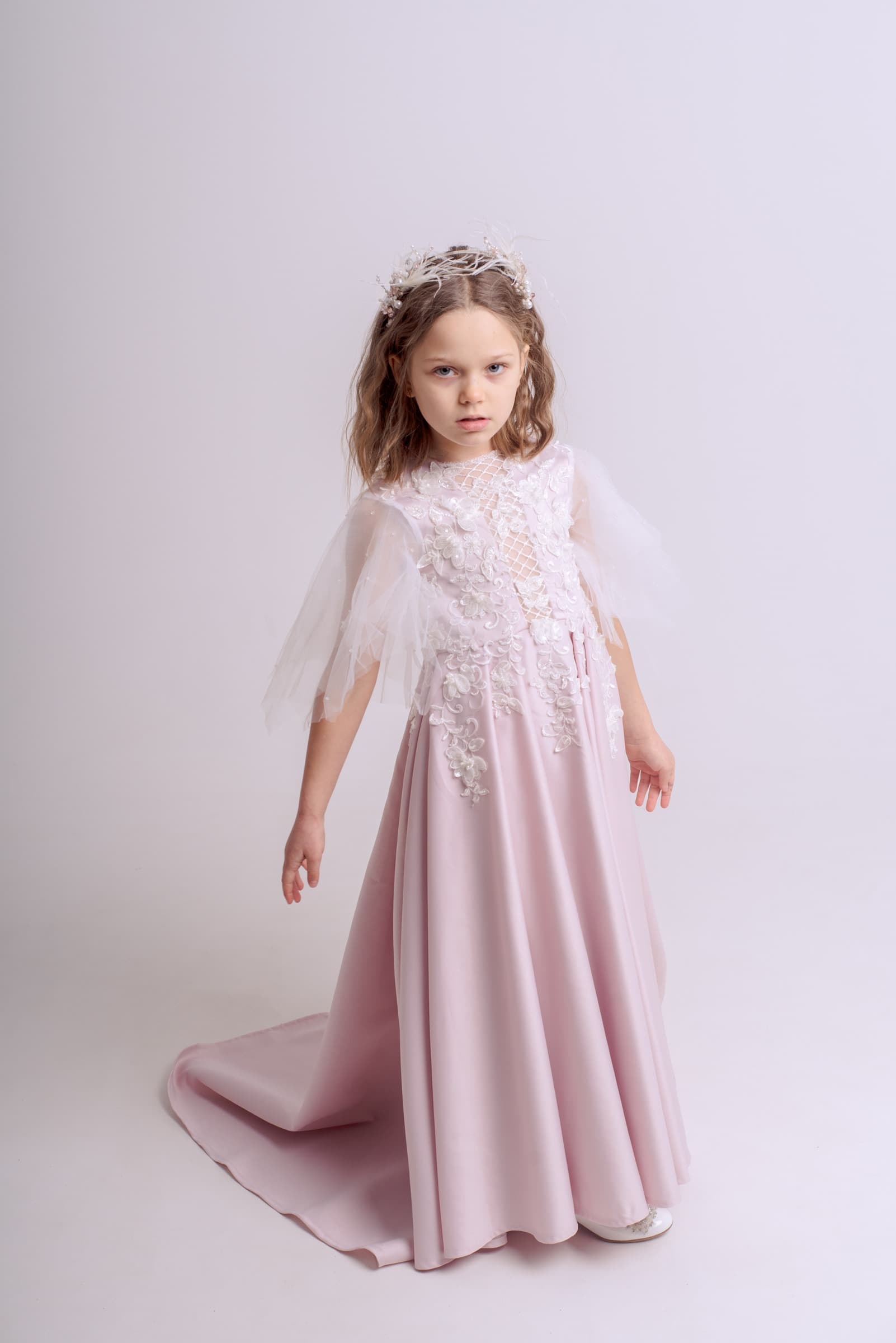 Сукня "Гвенна" колір пудра ОРЕНДА 7-8 років