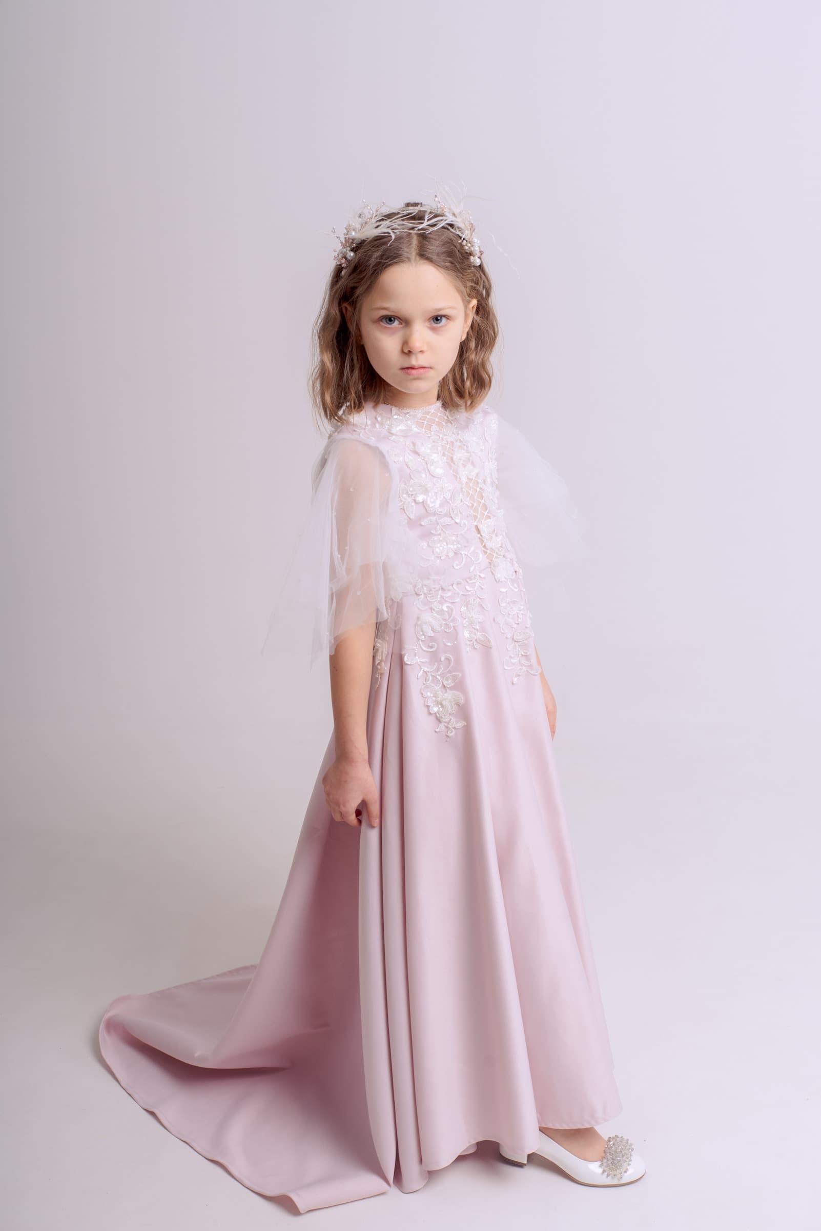 Сукня "Гвенна" колір пудра ОРЕНДА 7-8 років