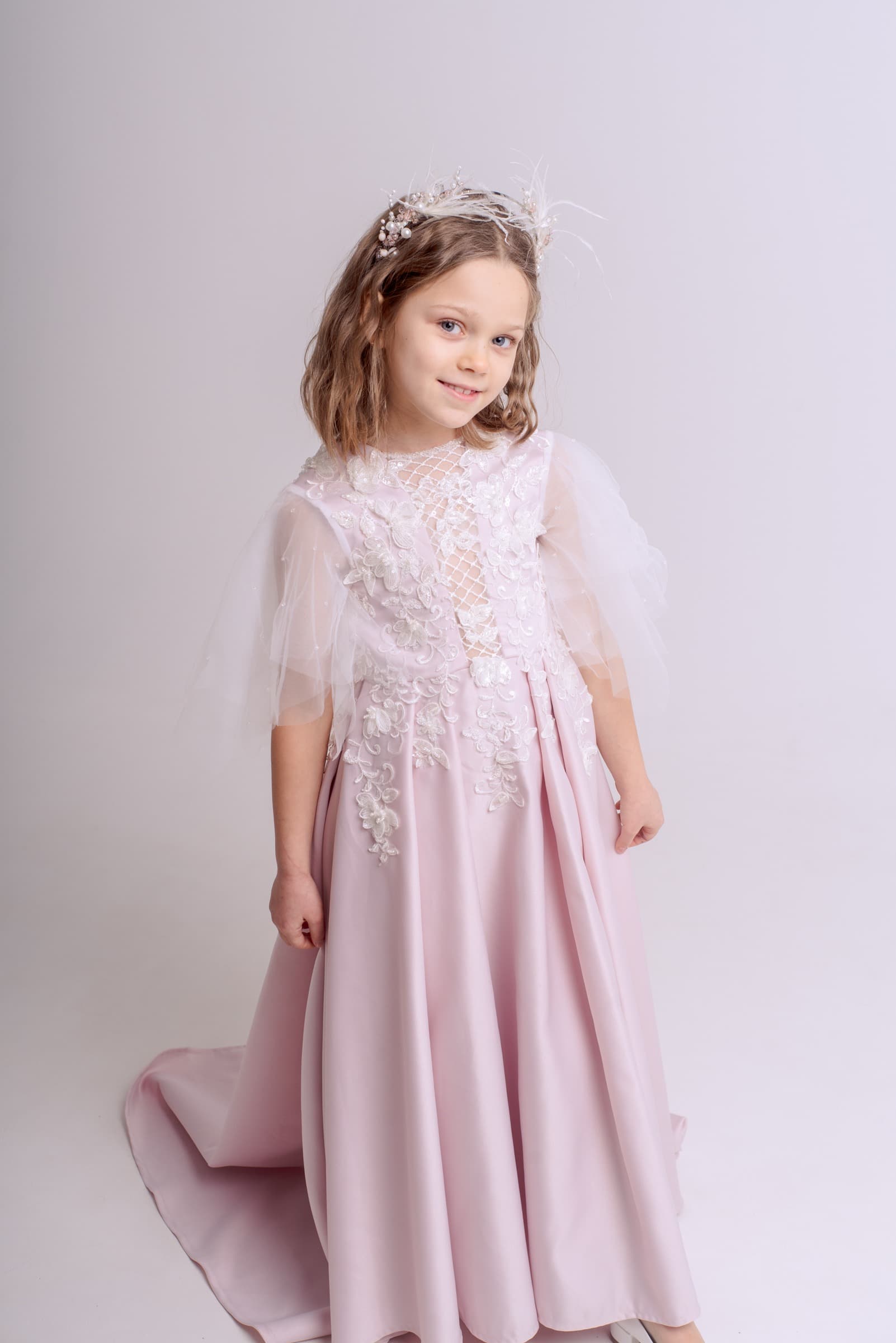 Сукня "Гвенна" колір пудра ОРЕНДА 7-8 років