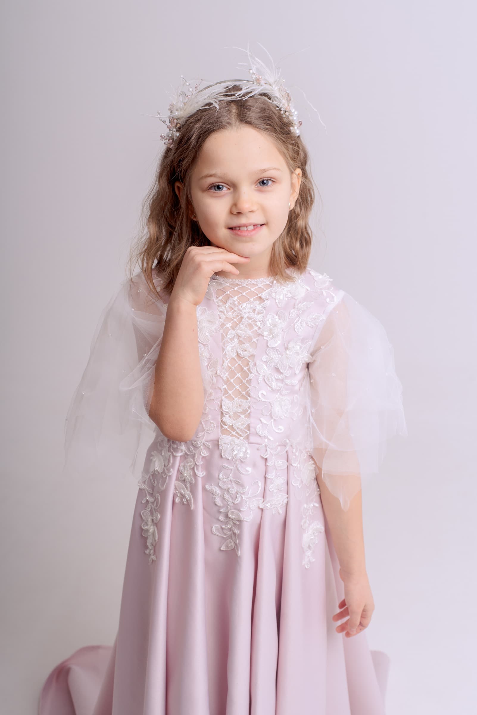 Сукня "Гвенна" колір пудра ОРЕНДА 7-8 років