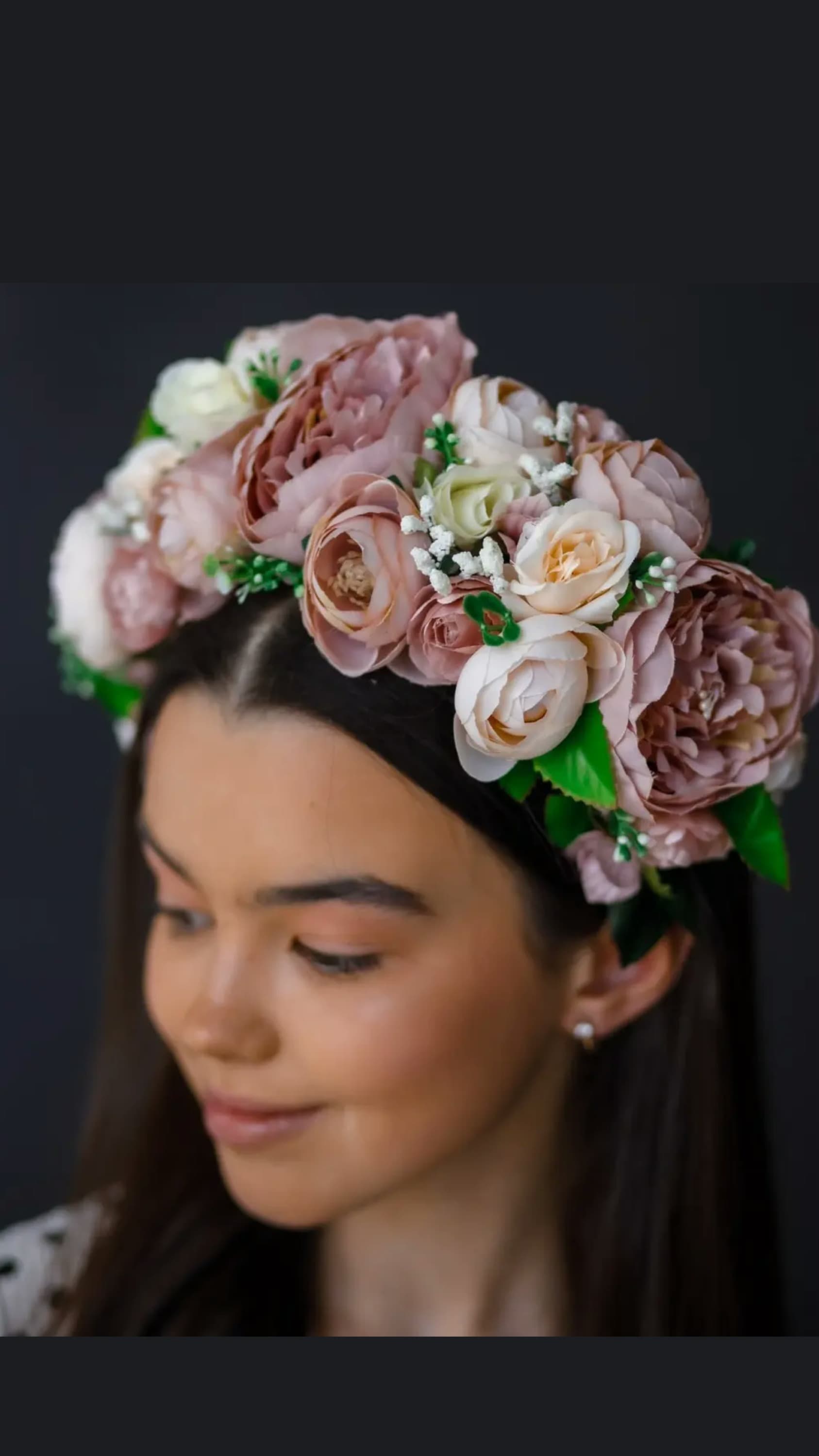 Обруч "Квіткова магія" бежевий