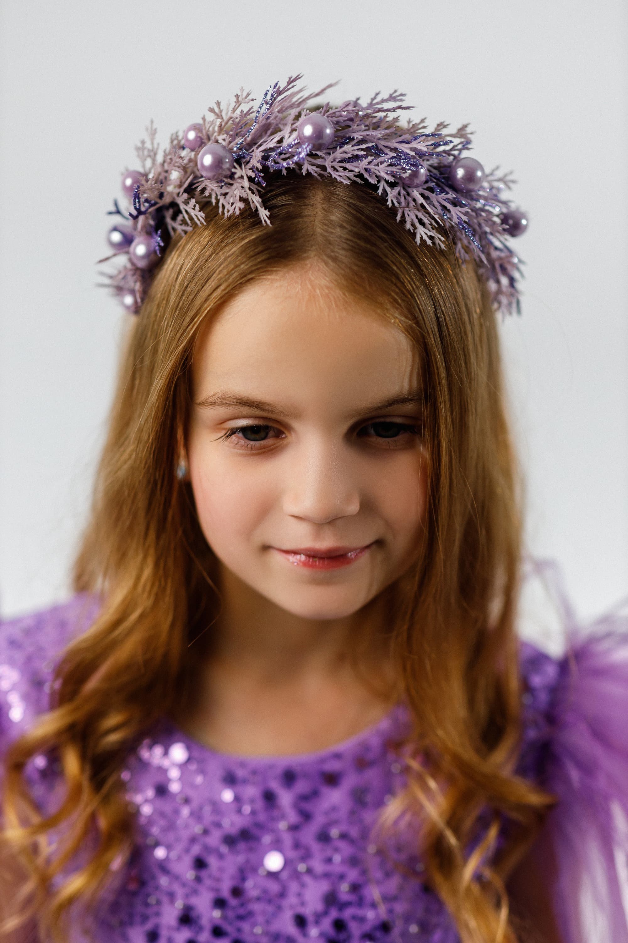 Обруч з гілочками лаванда