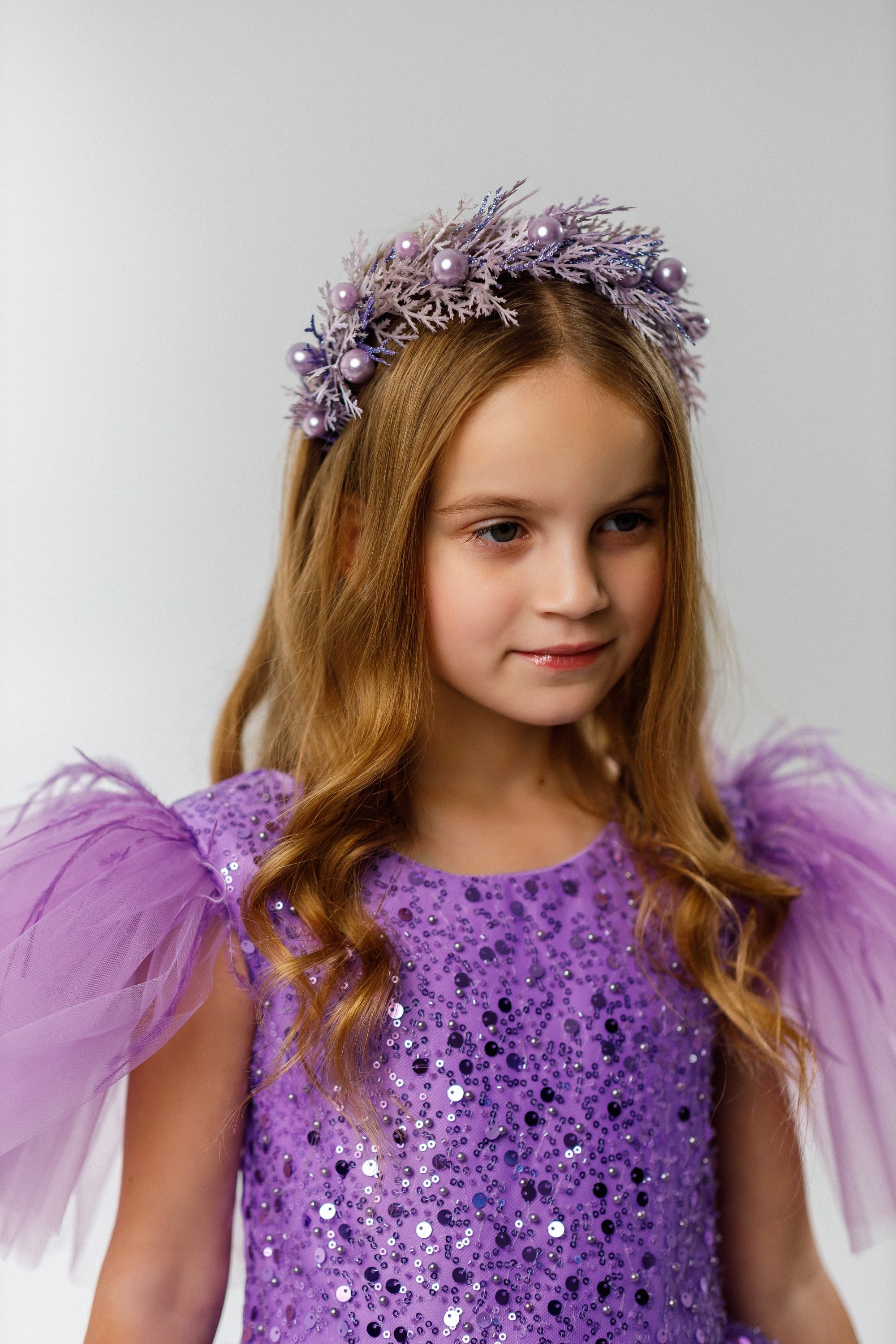 Обруч з гілочками лаванда