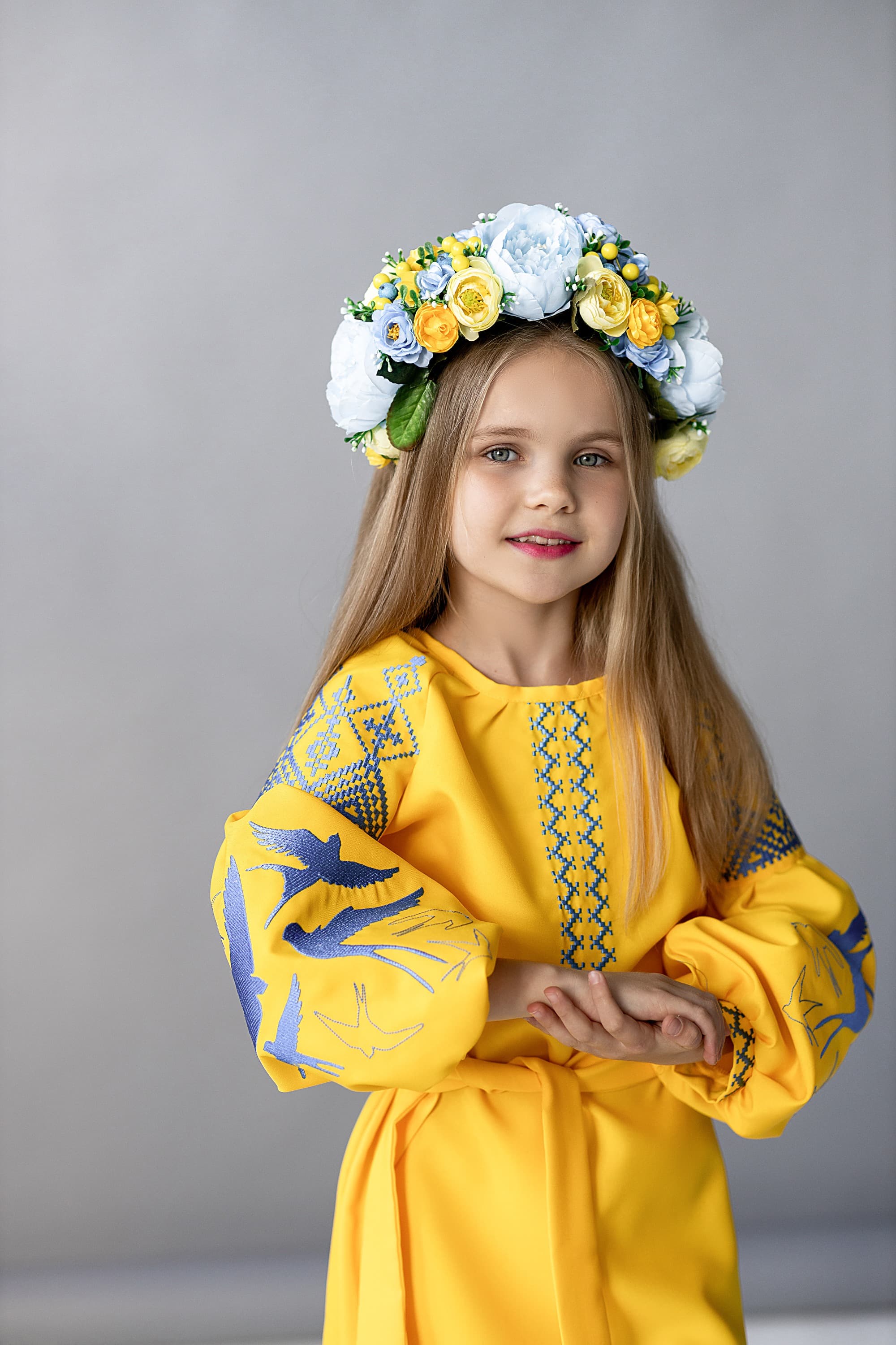 Вишита сукня "Ластівка" жовта