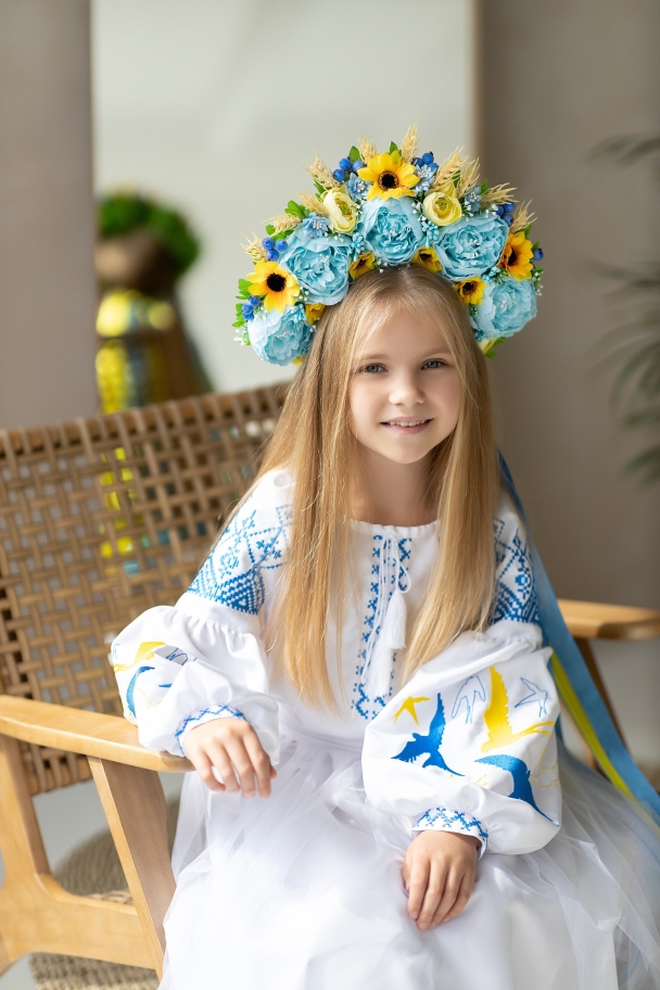 Сценічний вінок «Жовто-блакитний» зі стрічками