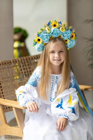 Сценічний вінок «Жовто-блакитний» зі стрічками